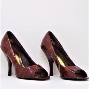 PIERRE DUMAS 7M brown ultra-high open-toe pumps